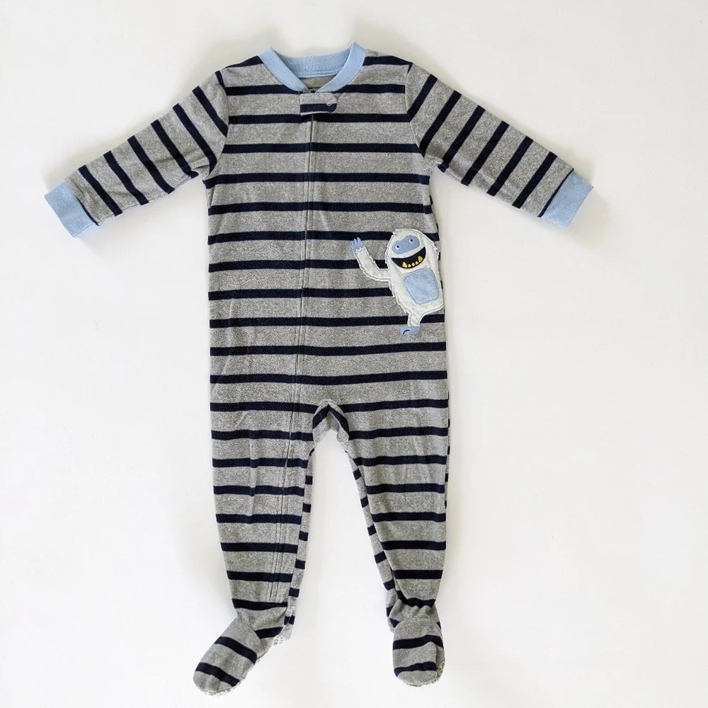 Carter's Striped Abominable Snowman Onesie Footie Pajamas